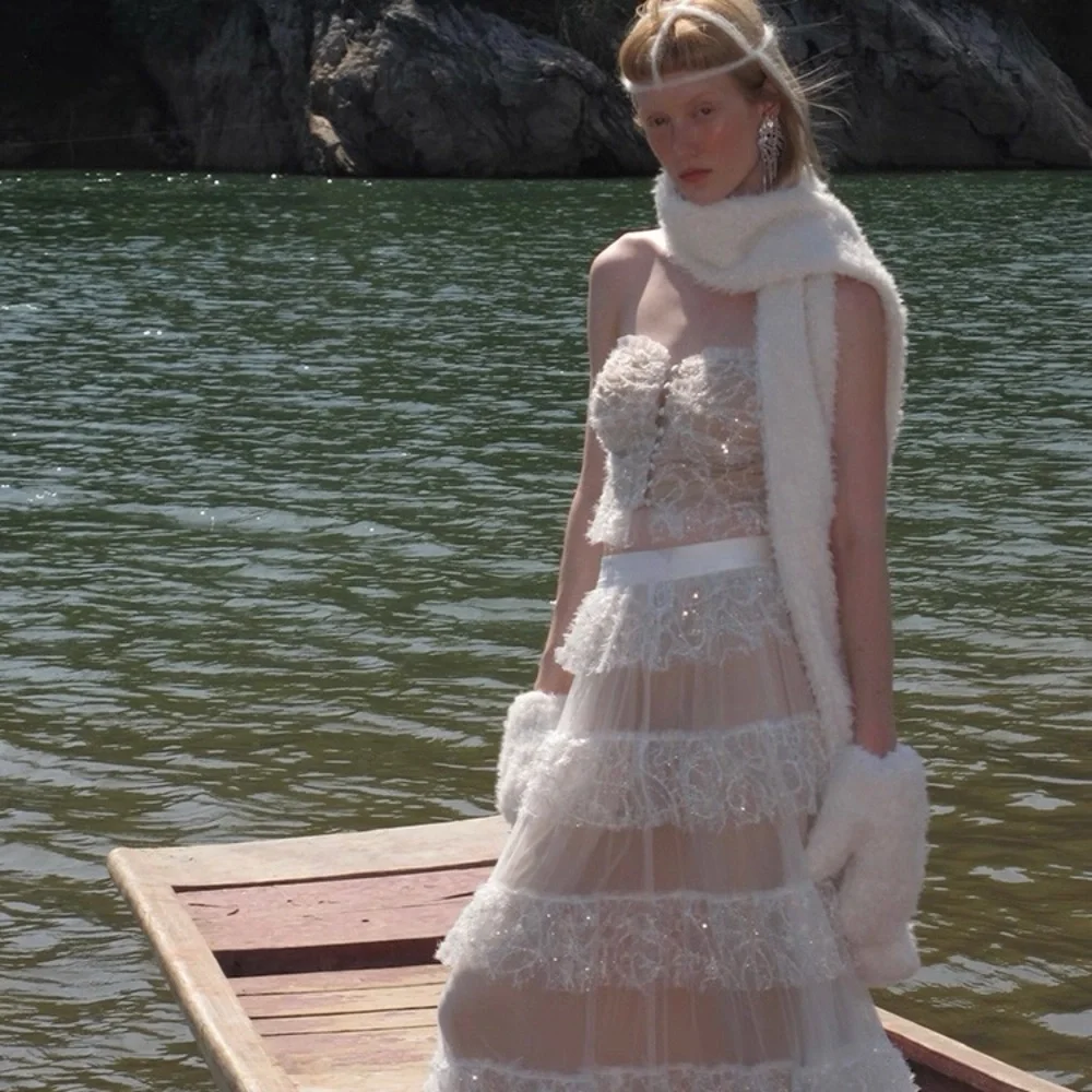 Sequence White Lace Dress with matching top - Picture 3 of 5